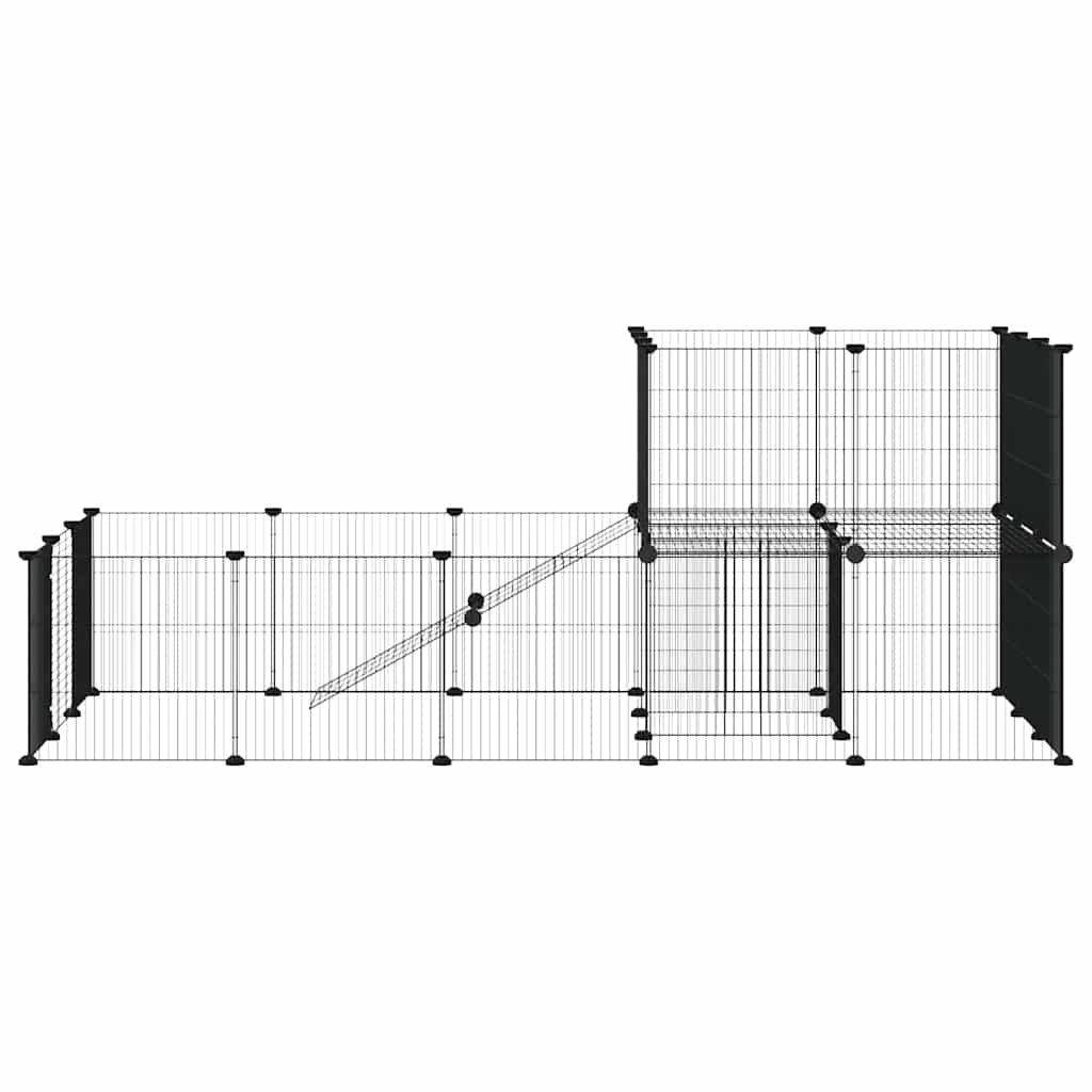 Gabbia per Animali 36 Pannelli con Porta Nera 175x105x70 cm Acciaio