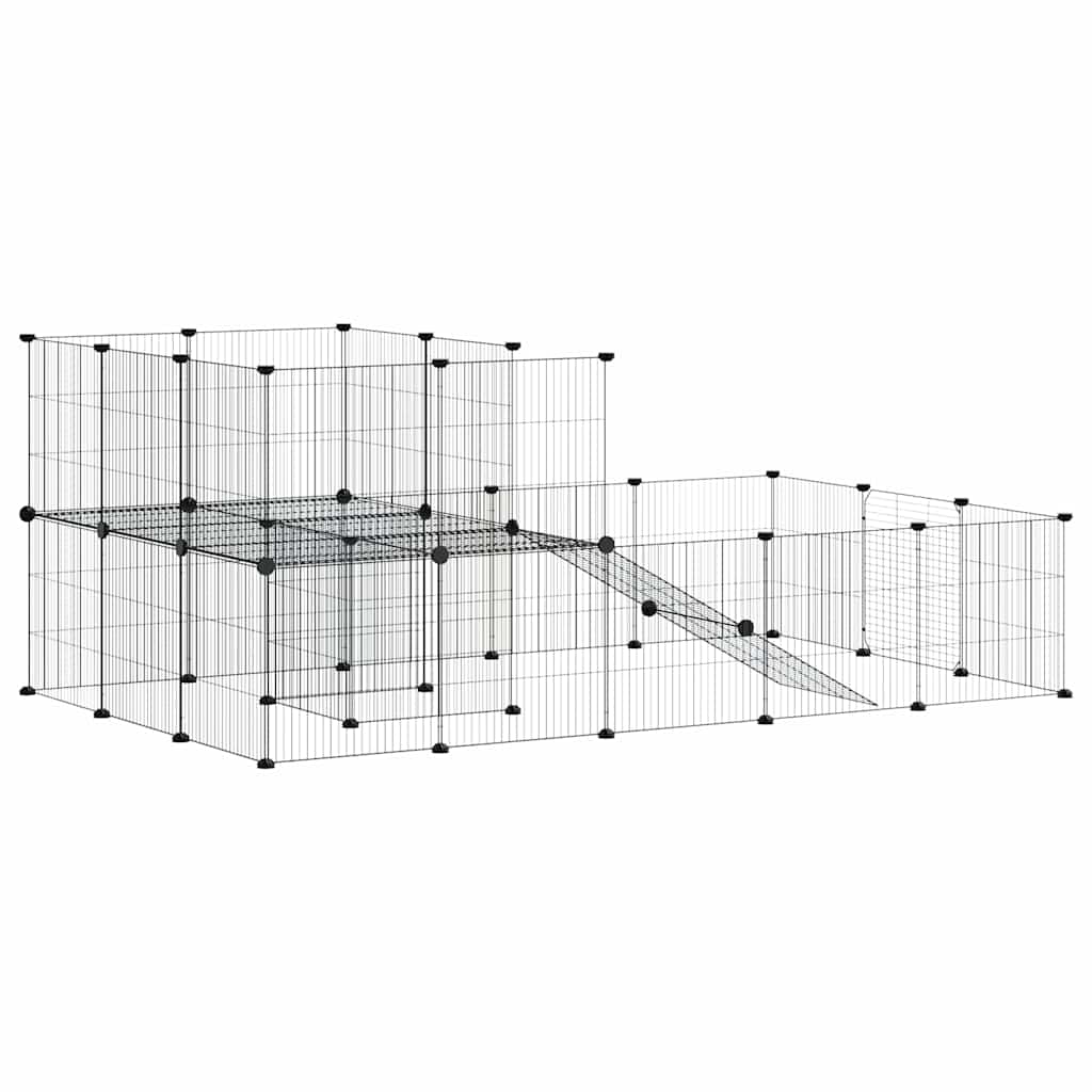 Gabbia per Animali 36 Pannelli con Porta Nera 175x105x70 cm Acciaio