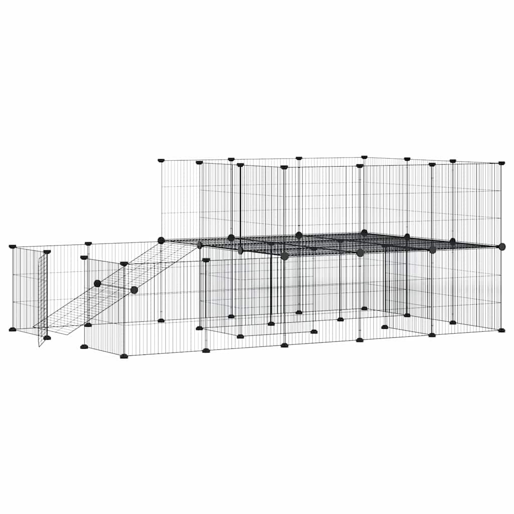 Gabbia per Animali 44 Pannelli con Porta Nera 175x105x70 cm Acciaio