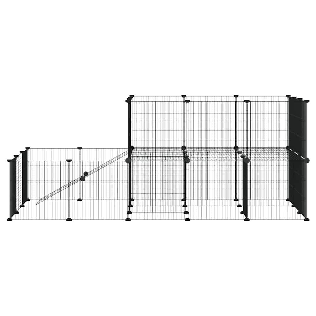 Gabbia per Animali 44 Pannelli con Porta Nera 175x105x70 cm Acciaio