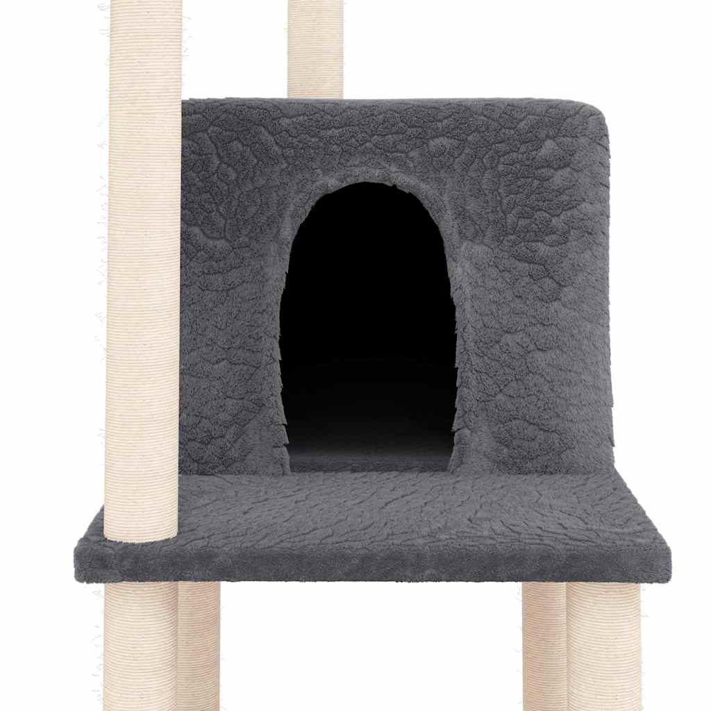Albero per Gatti con Tiragraffi in Sisal Grigio Scuro 144,5 cm