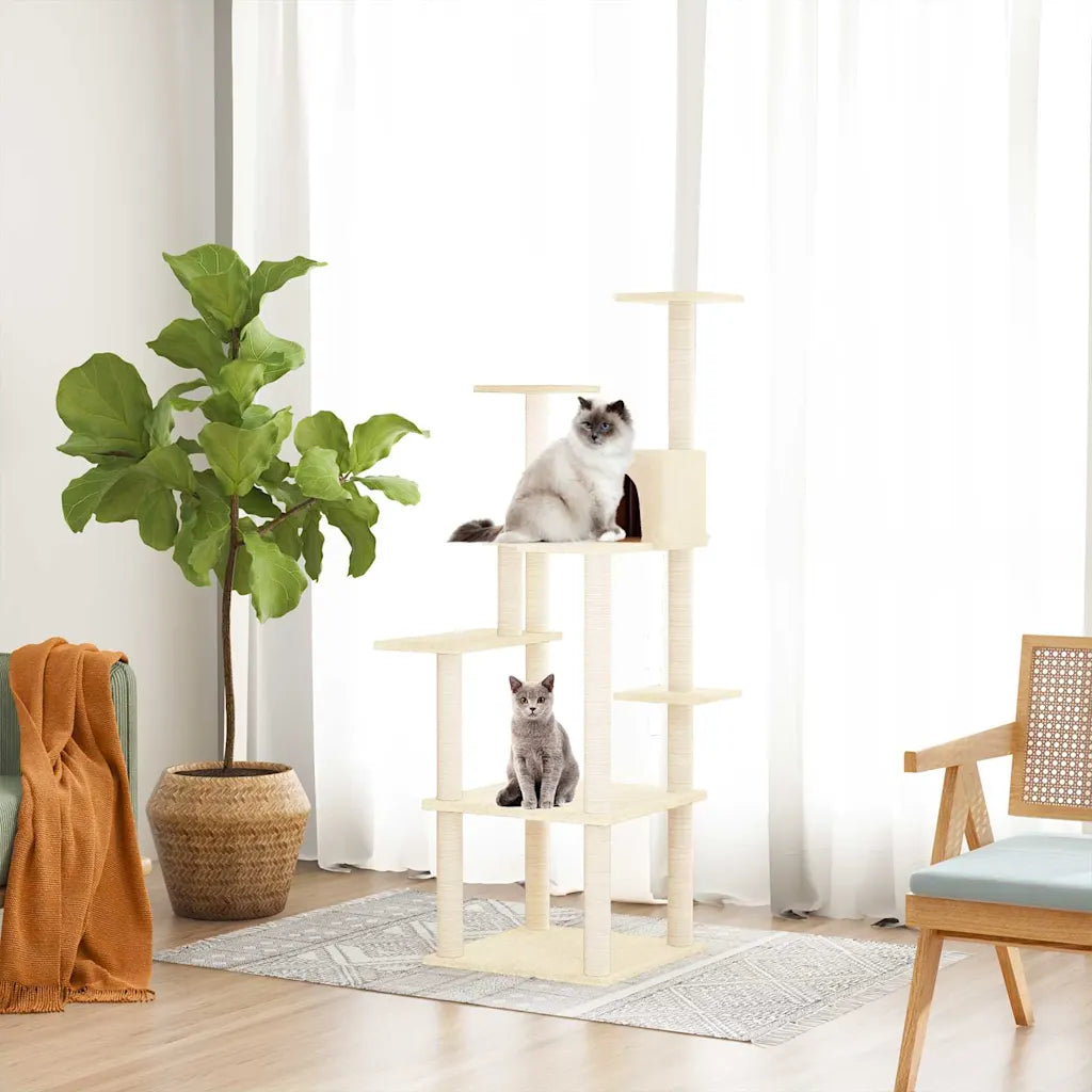 Albero per gatti con tiragraffi in sisal 47x47x153 cm