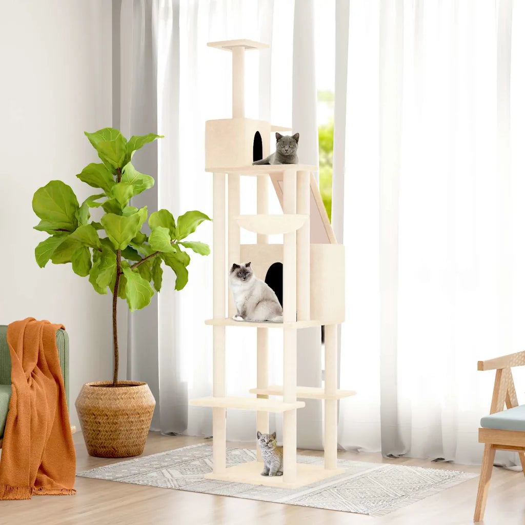Albero per gatti con tiragraffi in sisal 90x64x201 cm