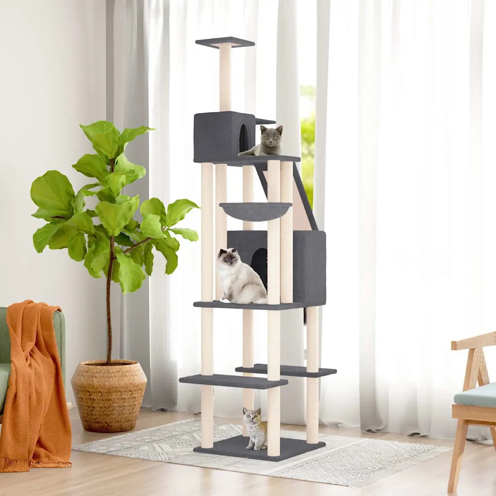 Albero per gatti con tiragraffi in sisal 90x64x201 cm