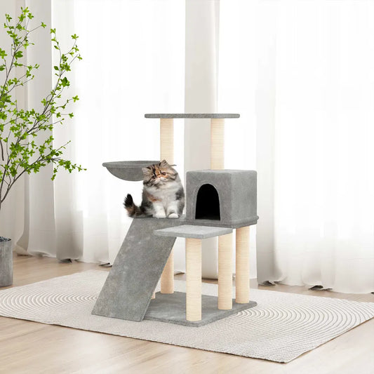 Albero per gatti con tiragraffi in sisal 47x47x82 cm grigio