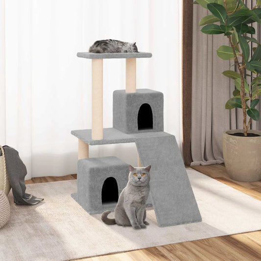 Albero per gatti con tiragraffi in sisal 47,5x66x82 cm grigio