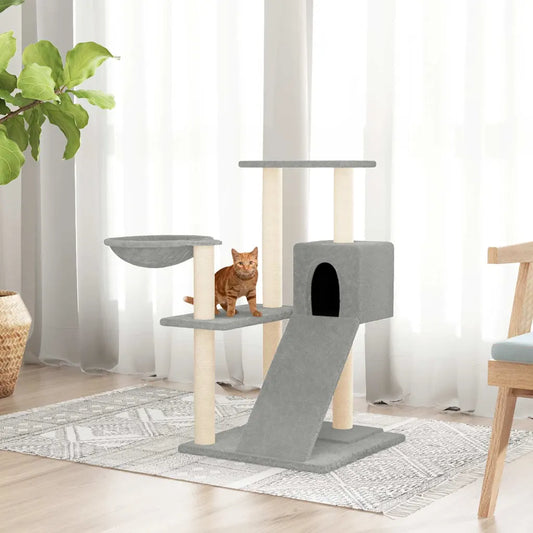 Albero per gatti con tiragraffi in sisal 73x49x82 cm grigio