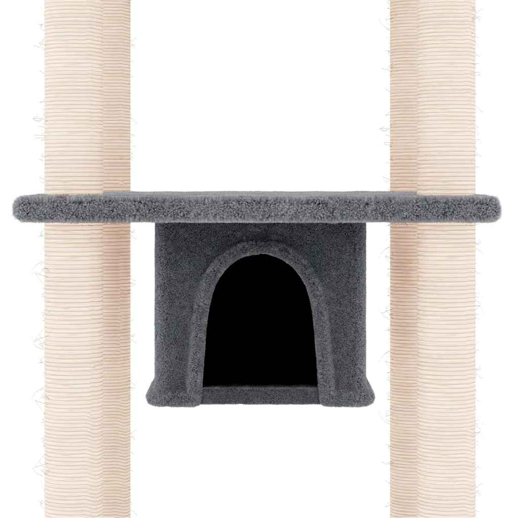 Albero per Gatti con Tiragraffi in Sisal Grigio Scuro 169 cm