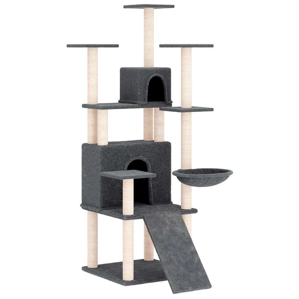 Albero per gatti con tiragraffi in sisal 63x80x154 cm grigio scuro