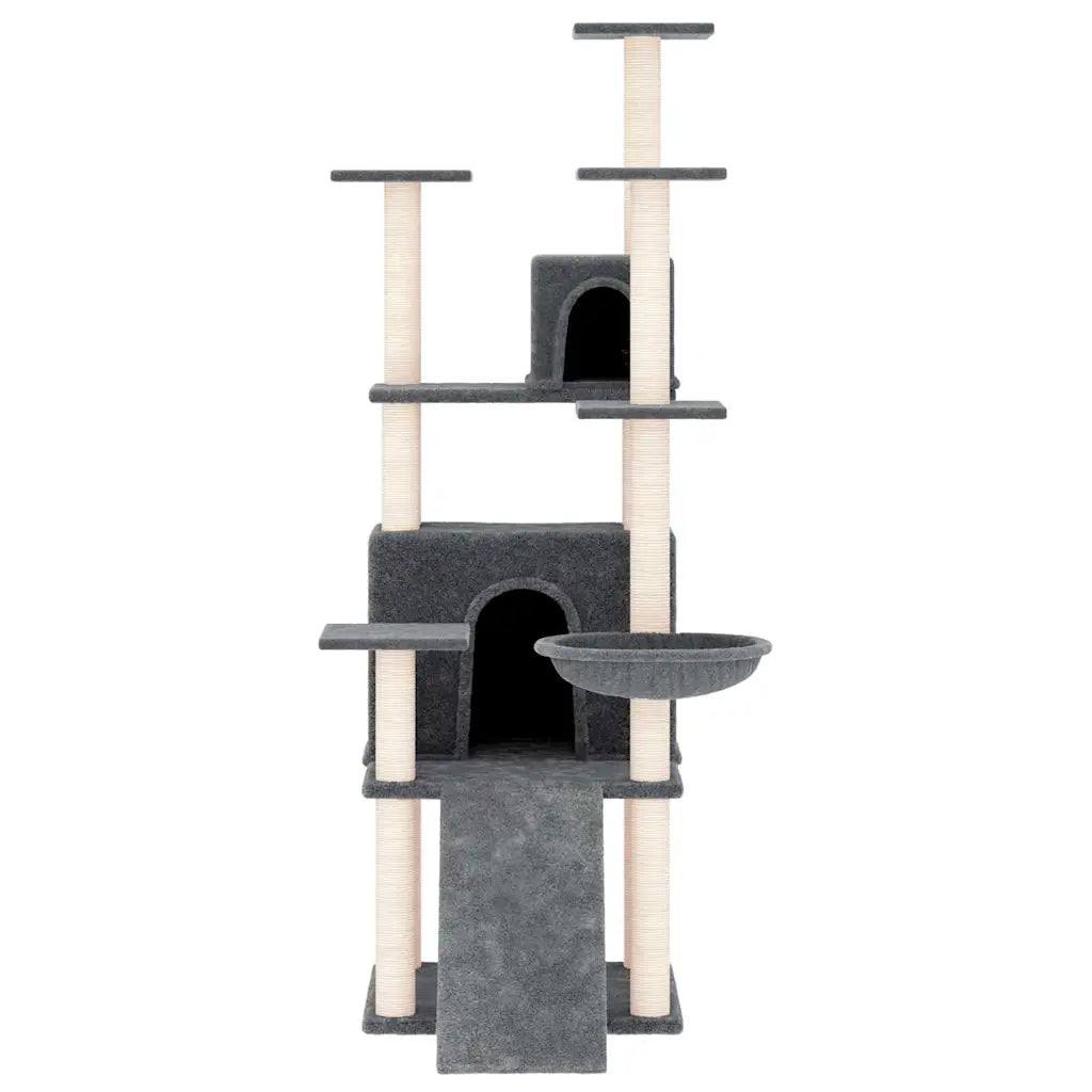 Albero per gatti con tiragraffi in sisal 63x80x154 cm grigio scuro