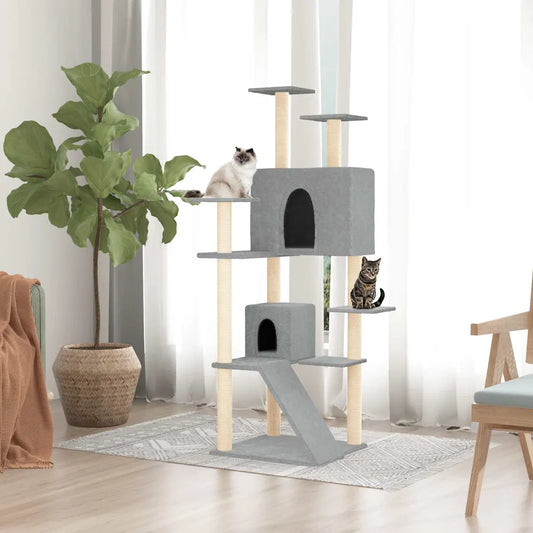 Albero per gatti con tiragraffi in sisal 67x60x153 cm