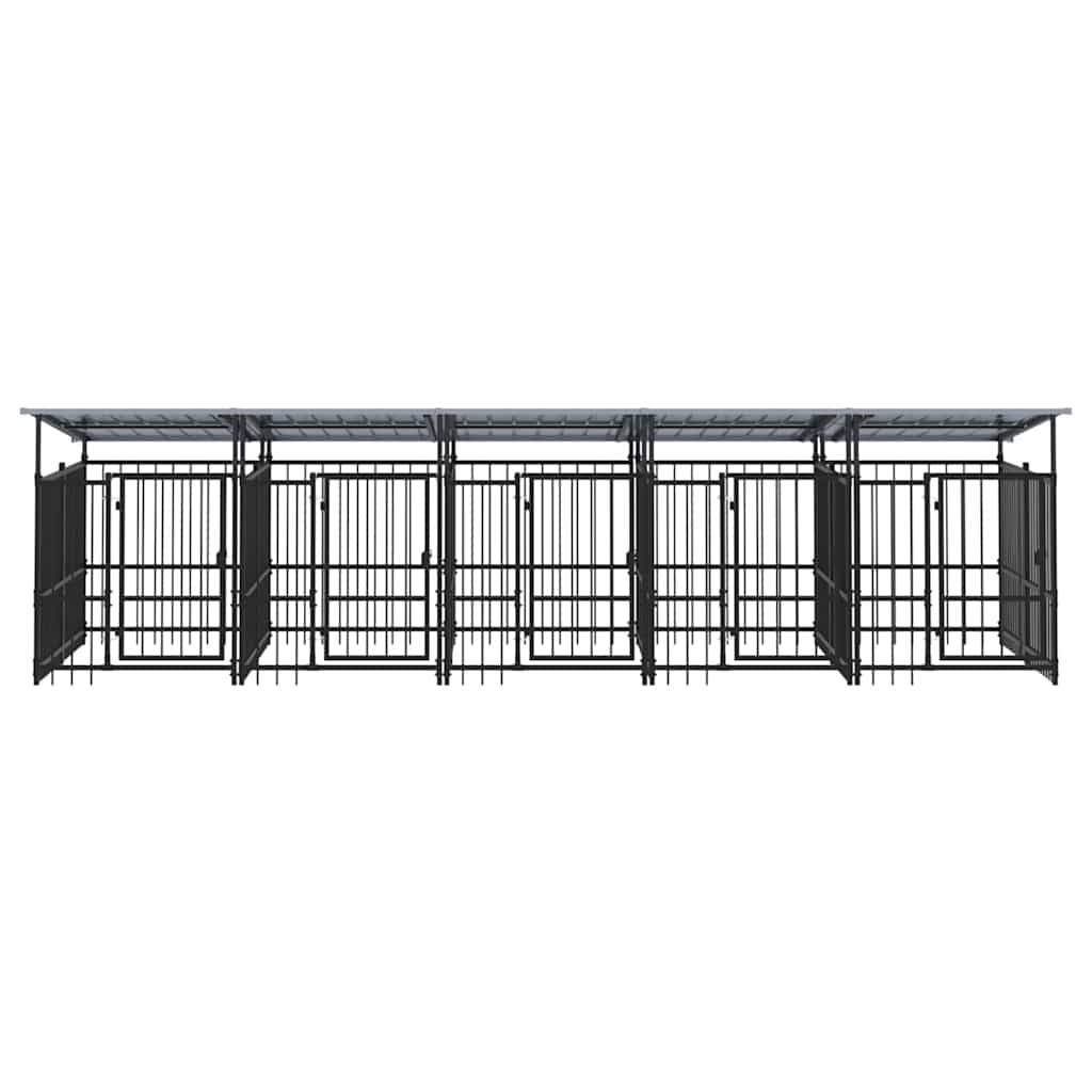 Gabbia per Cani da Esterno con Tetto in Acciaio 9,38 m²