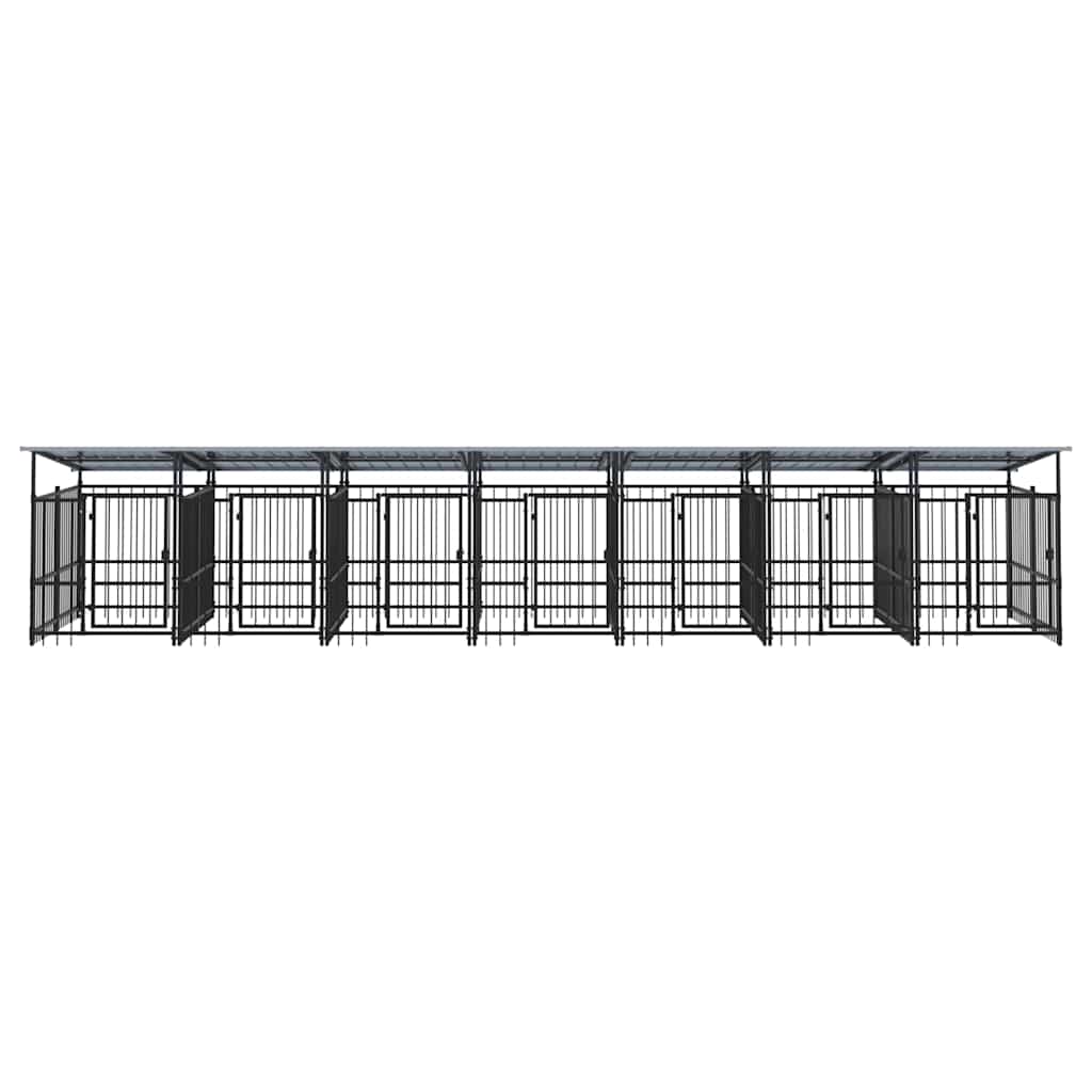 Gabbia per Cani da Esterno con Tetto in Acciaio 13,14 m²
