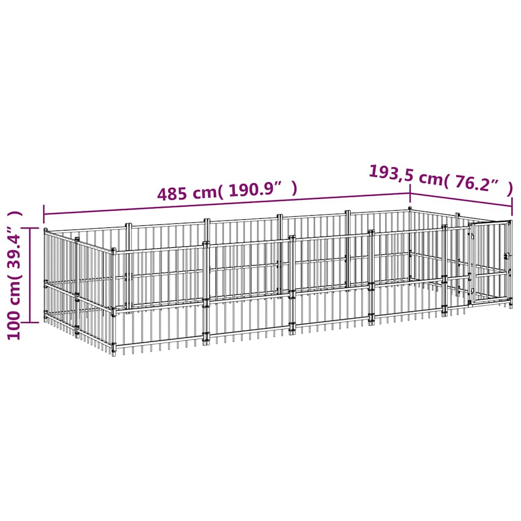 Gabbia per Cani da Esterno in Acciaio 9,38 m²