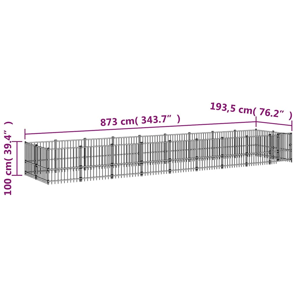 Gabbia per Cani da Esterno in Acciaio 16,89 m²