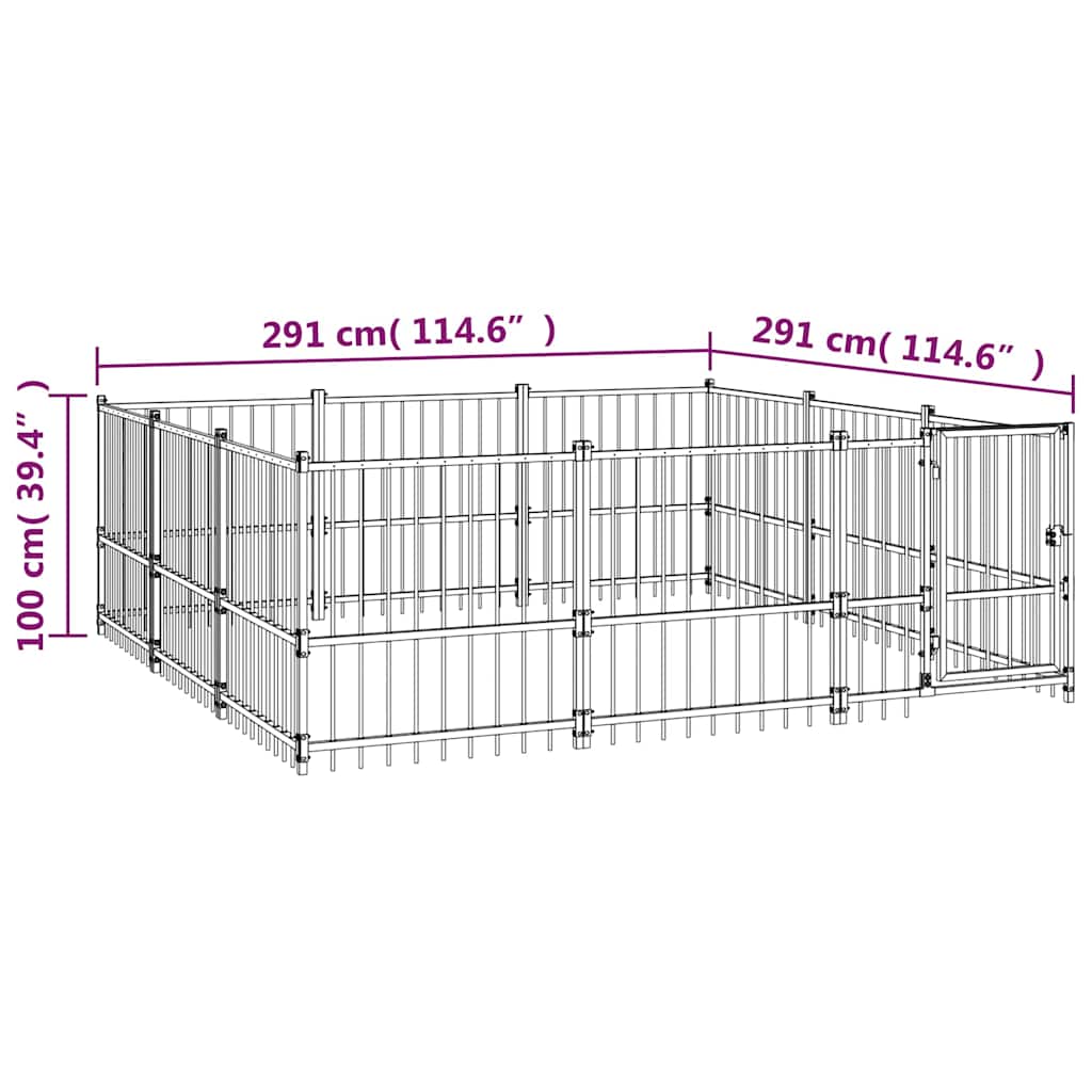 Gabbia per Cani da Esterno in Acciaio 8,47 m²