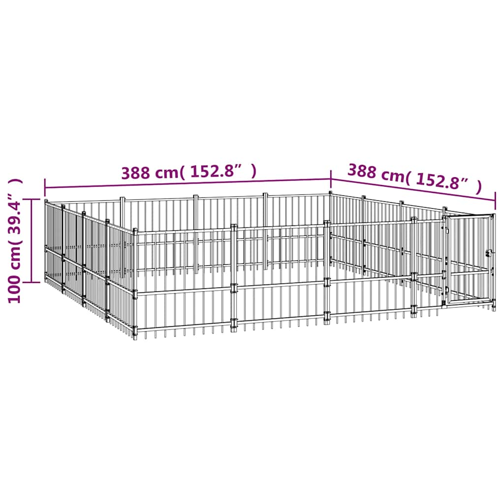 Gabbia per Cani da Esterno in Acciaio 15,05 m²
