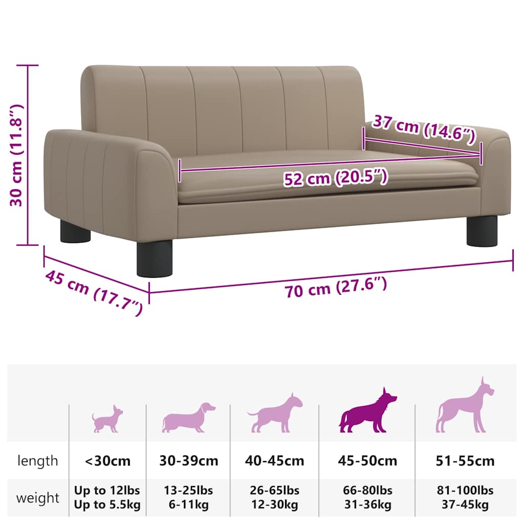 Lettino per Cani Cappuccino 70x45x30 cm in Similpelle