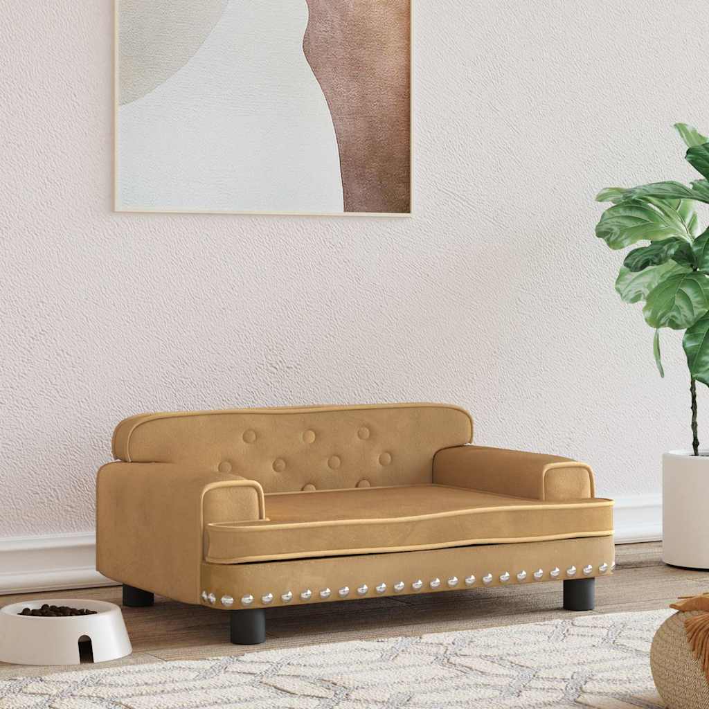 Lettino per Cani Marrone 70x45x30 cm in Velluto