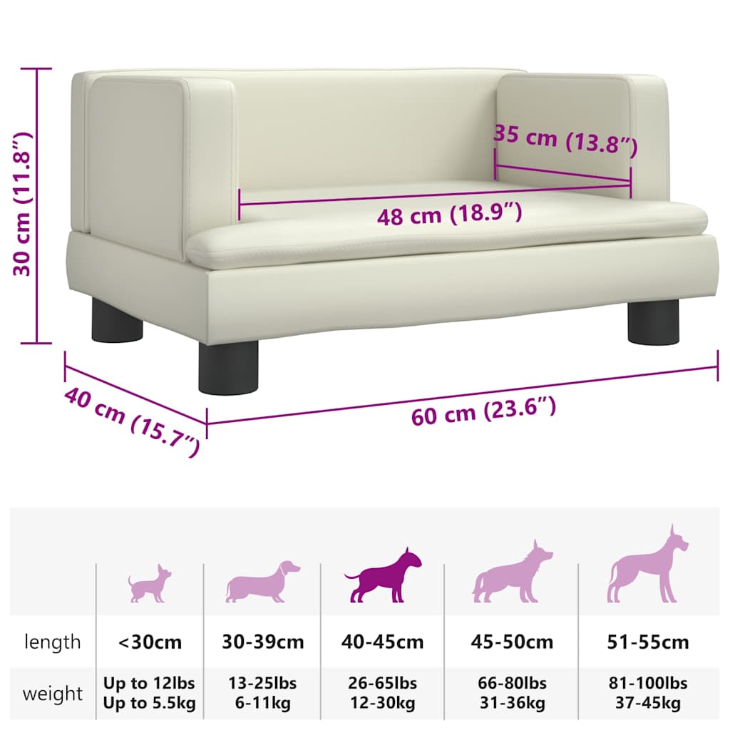 Lettino per Cani Crema 60x40x30 cm in Similpelle