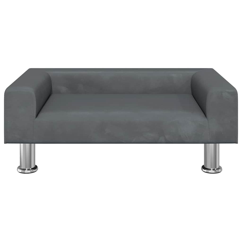 Lettino per Cani Grigio Scuro 70x45x26,5 cm in Velluto