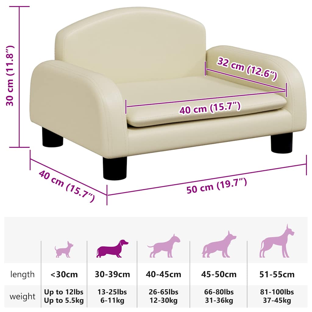 Lettino per Cani Crema 50x40x30 cm in Similpelle