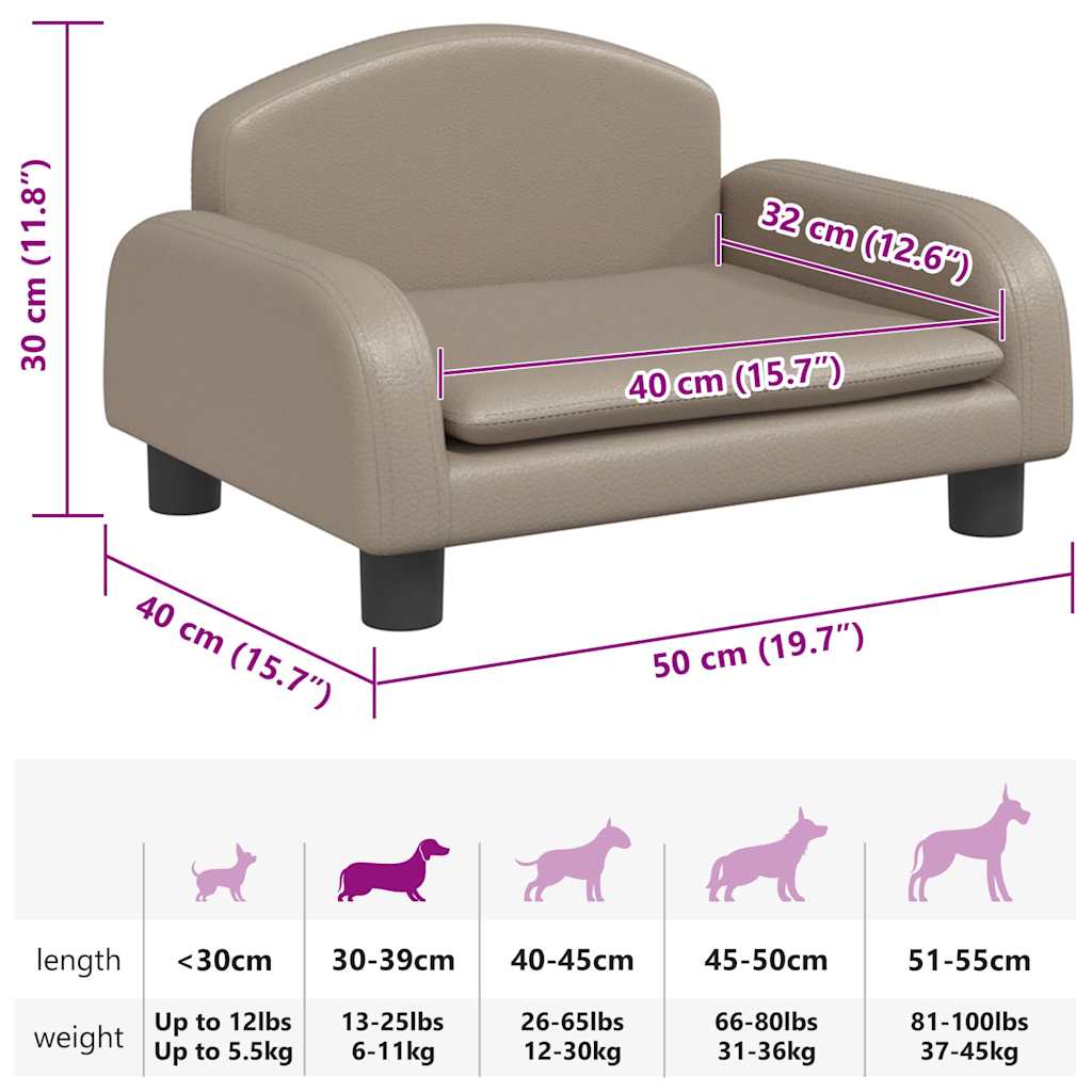 Lettino per Cani Cappuccino 50x40x30 cm in Similpelle