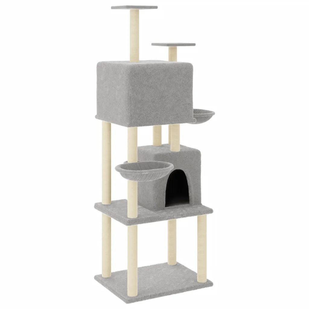 Albero per gatti con tiragraffi in sisal 103,5x90x180 cm grigio