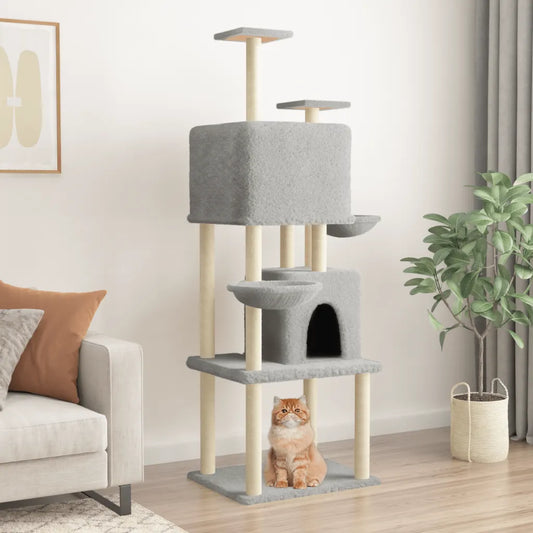 Albero per gatti con tiragraffi in sisal 103,5x90x180 cm grigio