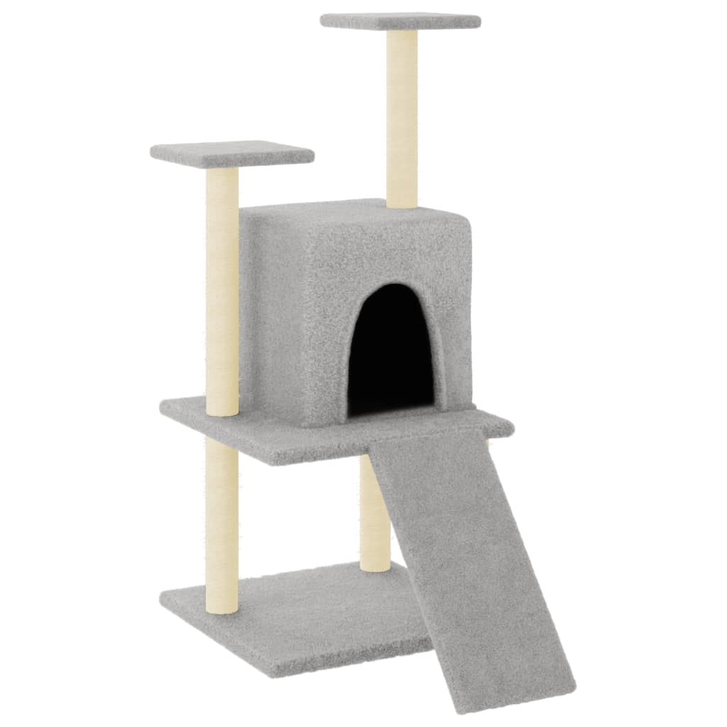 Albero per Gatti con Tiragraffi in Sisal Chiaro 110 cm
