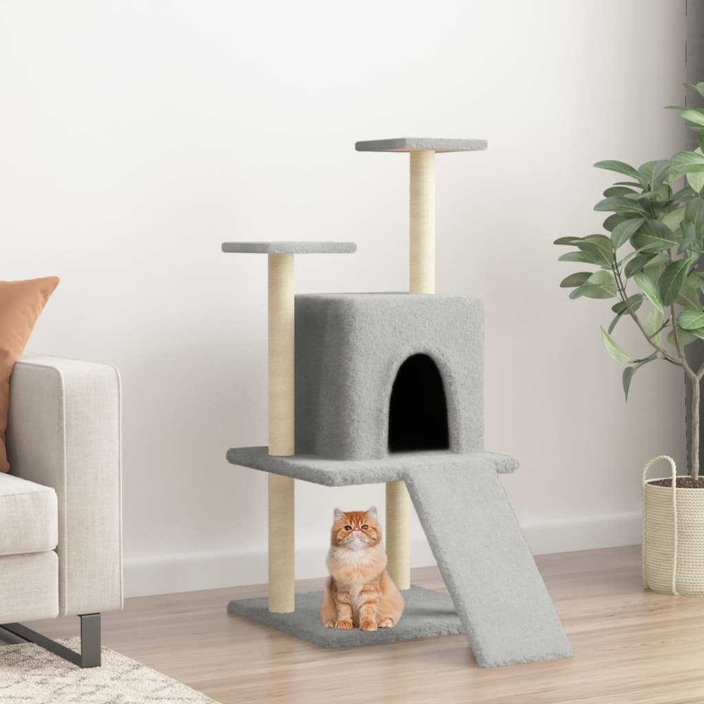 Albero per Gatti con Tiragraffi in Sisal Chiaro 110 cm