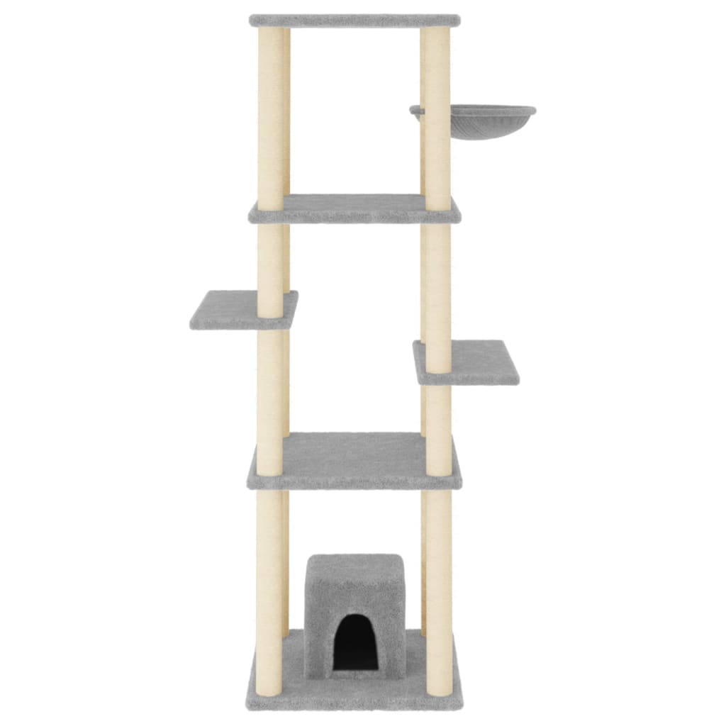 Albero per Gatti con Tiragraffi in Sisal Chiaro 154 cm