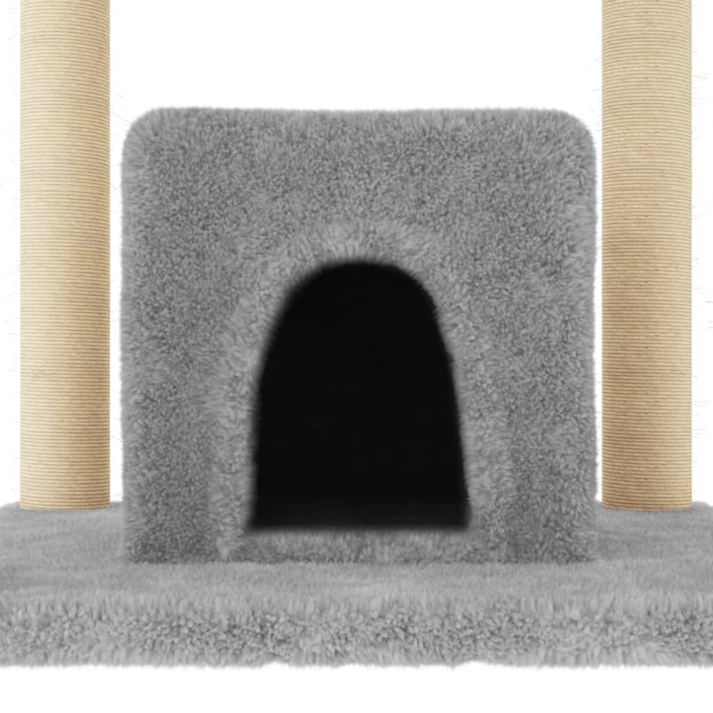 Albero per Gatti con Tiragraffi in Sisal Chiaro 154 cm