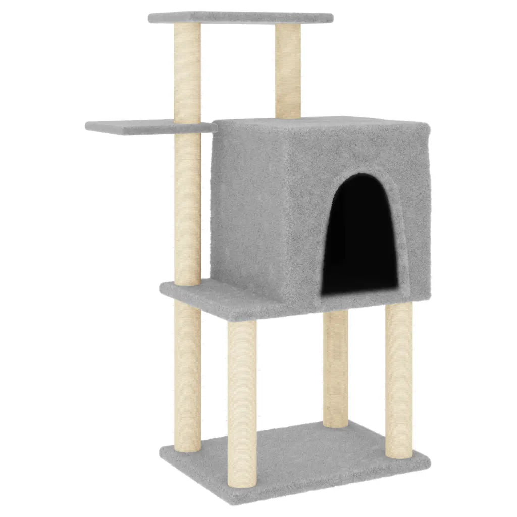 Albero per gatti con tiragraffi in sisal 60,5x47,5x97 cm grigio