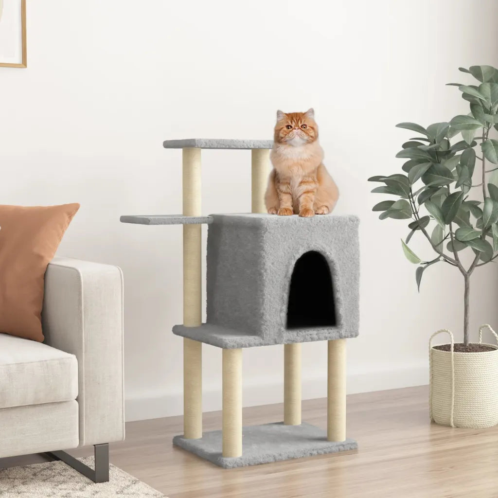 Albero per gatti con tiragraffi in sisal 60,5x47,5x97 cm grigio