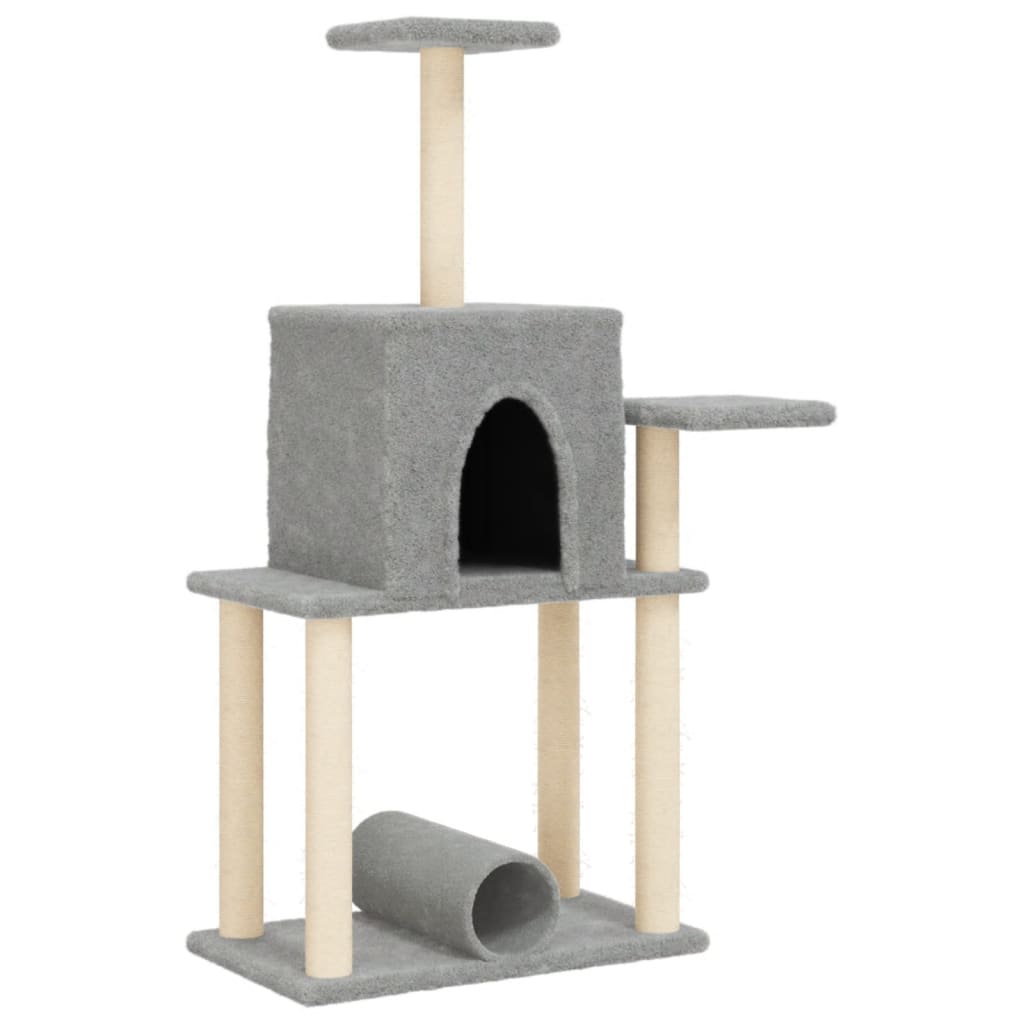 Albero per Gatti con Tiragraffi in Sisal Chiaro 122 cm