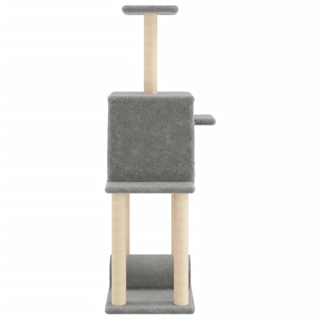 Albero per Gatti con Tiragraffi in Sisal Chiaro 122 cm