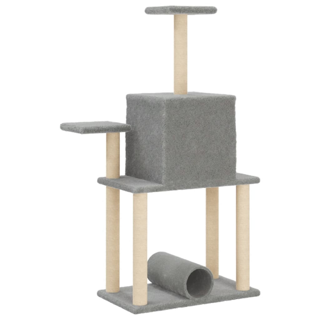 Albero per Gatti con Tiragraffi in Sisal Chiaro 122 cm