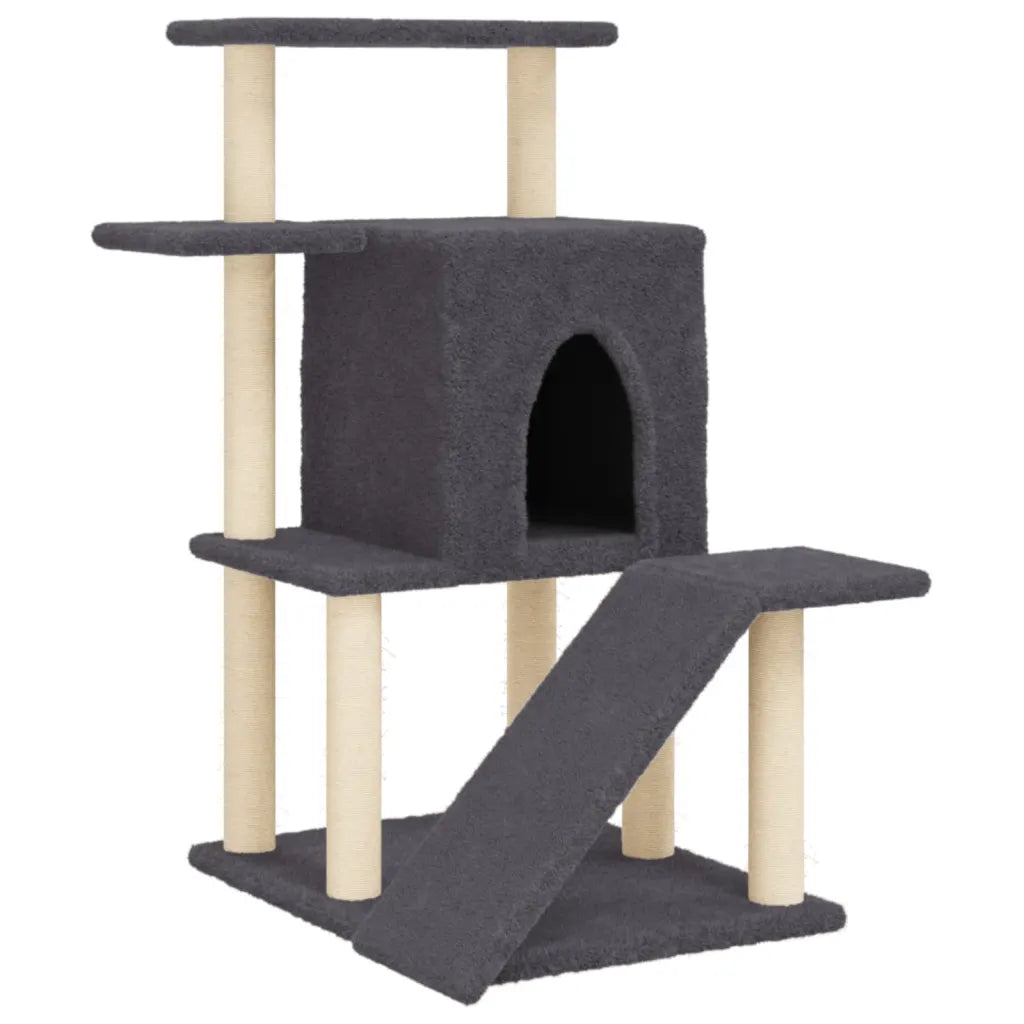 Albero per gatti con tiragraffi in sisal 74x61x97 cm grigio
