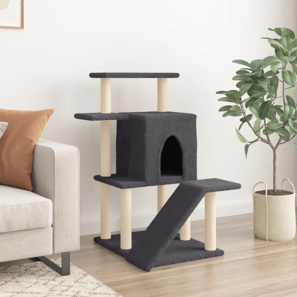Albero per gatti con tiragraffi in sisal 74x61x97 cm grigio