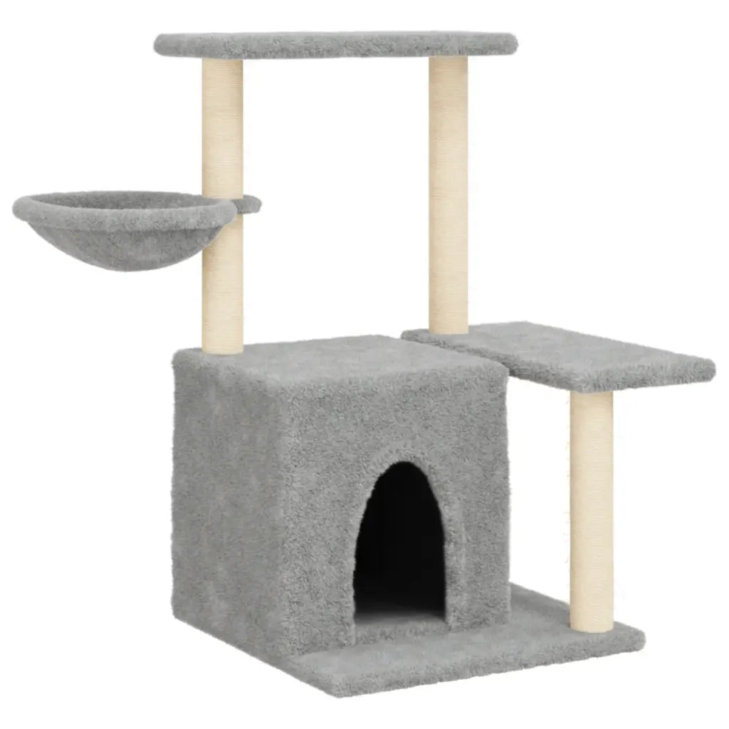Albero per gatti con tiragraffi in sisal 84,5x57x83 cm grigio