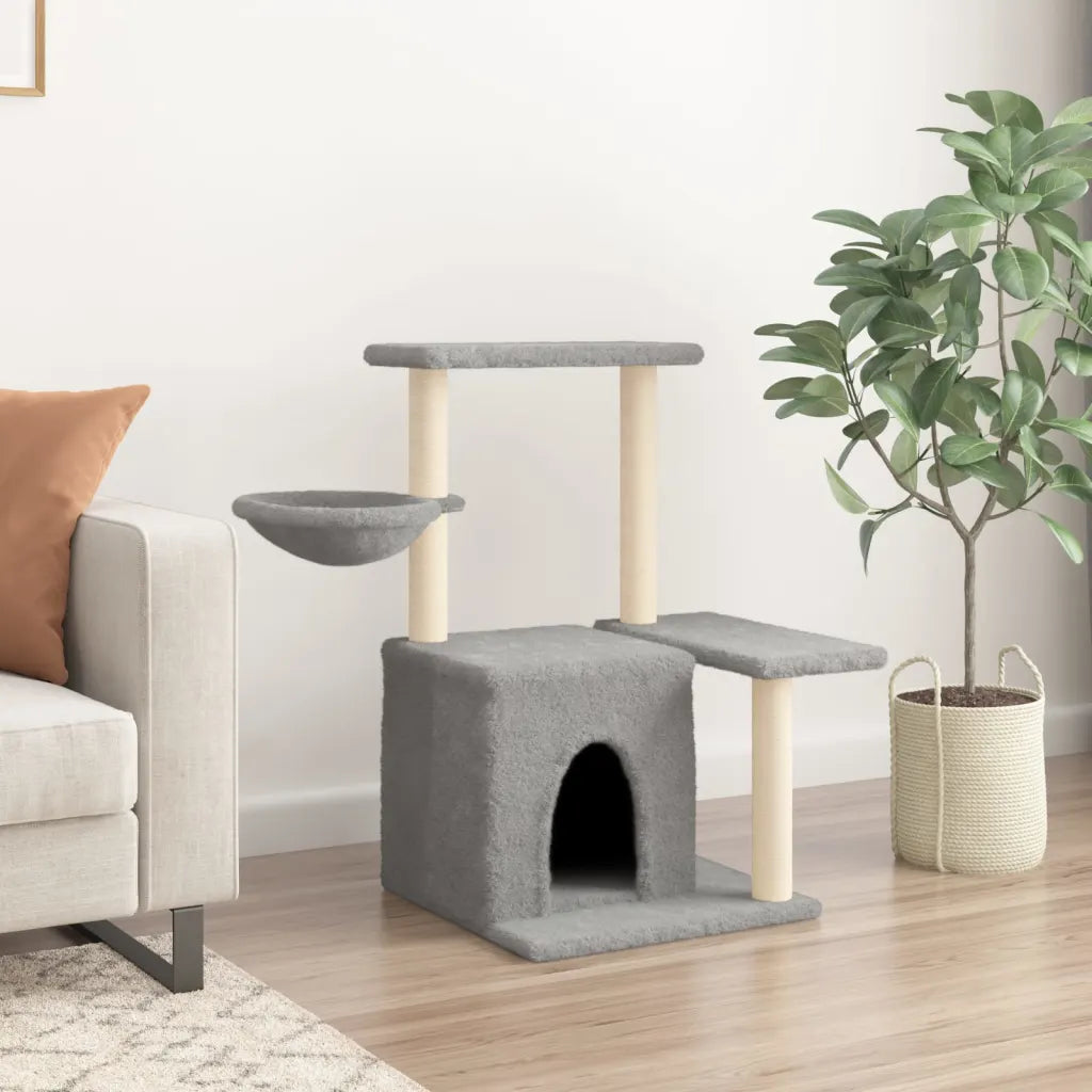 Albero per gatti con tiragraffi in sisal 84,5x57x83 cm grigio
