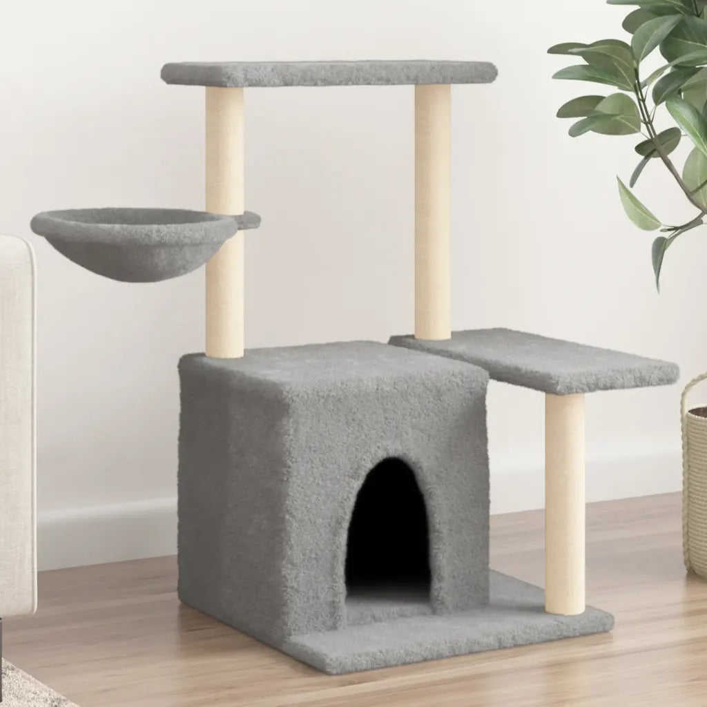 Albero per gatti con tiragraffi in sisal 84,5x57x83 cm grigio
