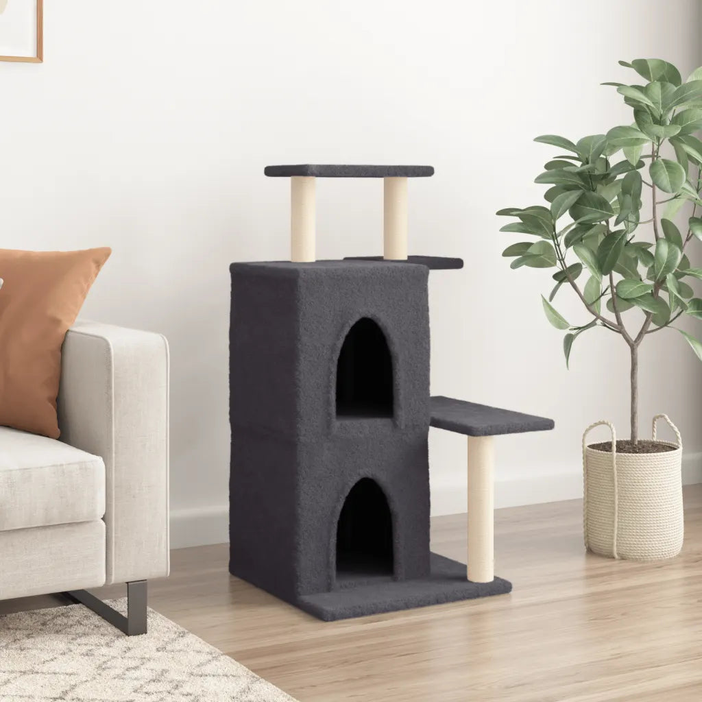 Albero per gatti con tiragraffi in sisal 61,5x60,5x97 cm grigio
