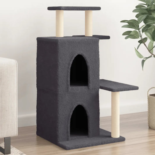 Albero per gatti con tiragraffi in sisal 61,5x60,5x97 cm grigio