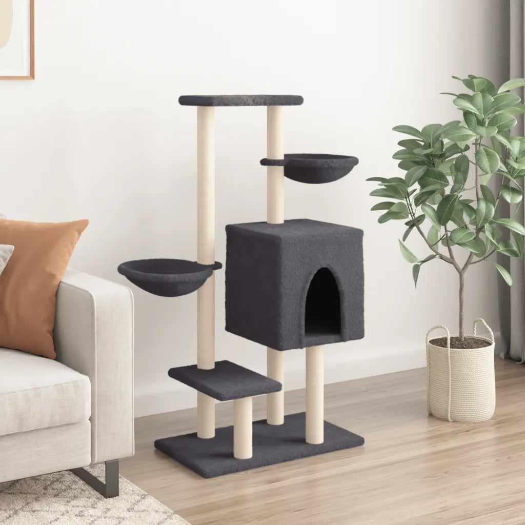 Albero per gatti con tiragraffi in sisal 83x48x117 cm