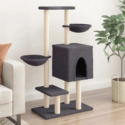 Albero per gatti con tiragraffi in sisal 83x48x117 cm