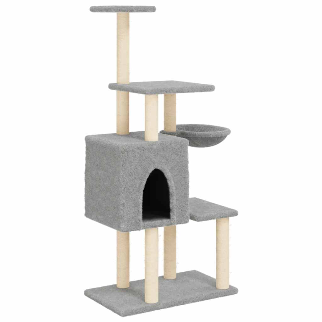 Albero per Gatti con Tiragraffi in Sisal Chiaro 131 cm