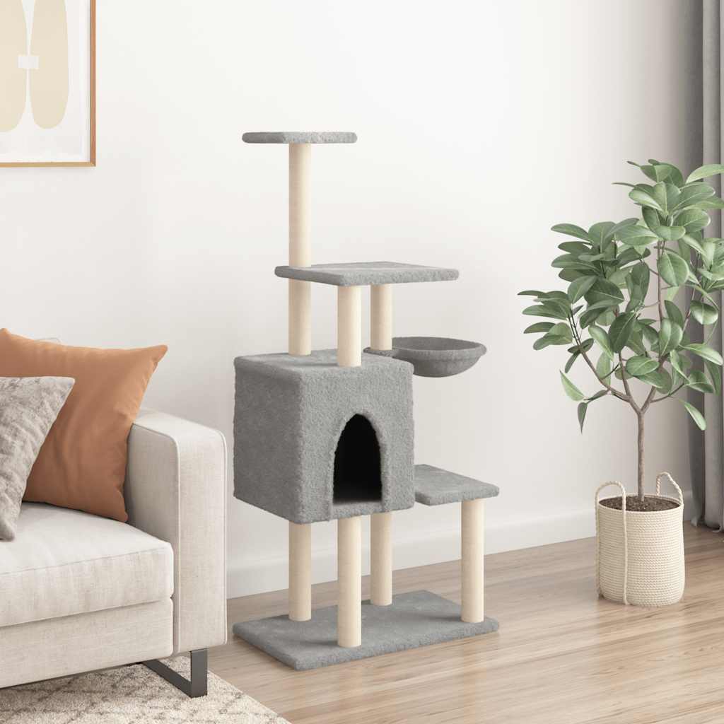 Albero per Gatti con Tiragraffi in Sisal Chiaro 131 cm