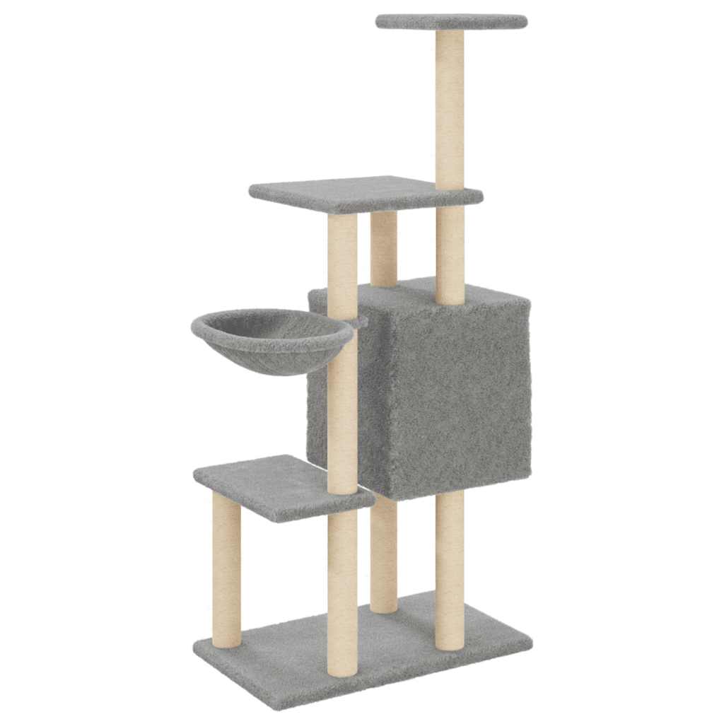 Albero per Gatti con Tiragraffi in Sisal Chiaro 131 cm